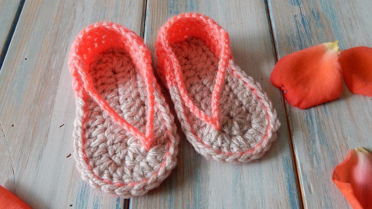 How to Crochet Baby Sandals FlipFlops - 0-6 months