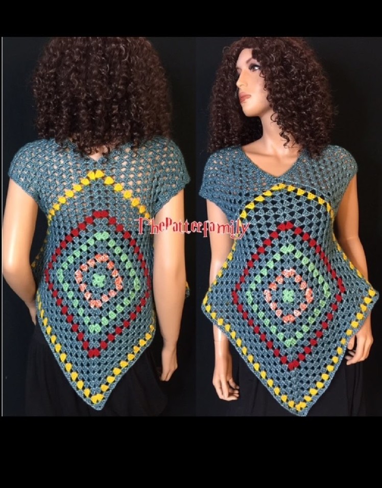 How to Crochet Granny Square Summer Top Pattern #30│by ThePatterfamily