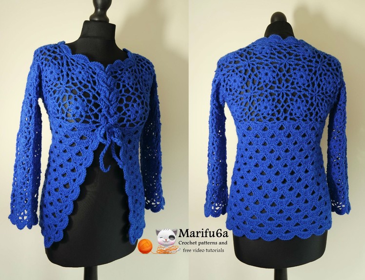 How to crochet jacket free tutorial pattern all sizes