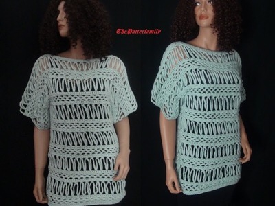 How to Crochet Striped Lace Blouse Pattern #27│by ThePatterfamily
