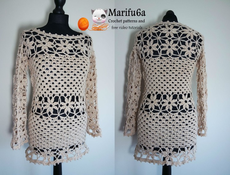 How to crochet sweater pullover tunic dress tutorial pattern by marifu6a