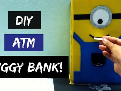 How to make ATM piggy bank at home! DIY piggy bank! ATM piggy bank for kids! Minions Inspired!