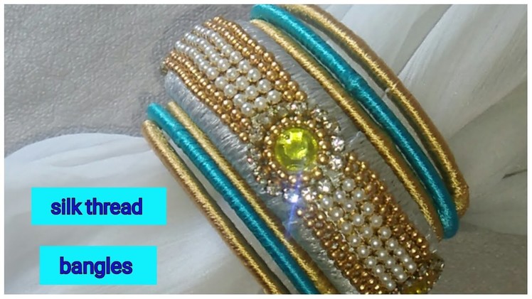 How to make pearls bangles at home.silk thread bangle making.lace bangles