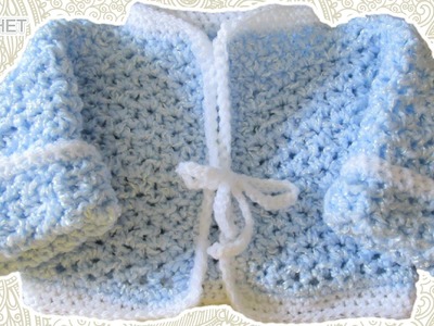 Newborn Baby Cardigan Crochet Pattern - V-Stitch Sweater Tutorial