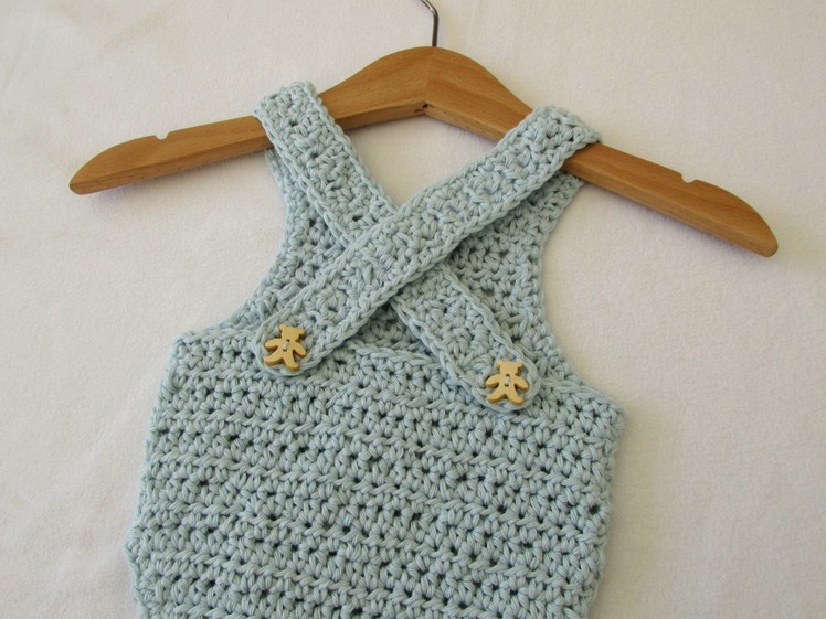 VERY EASY crochet cross back baby romper. onesie tutorial