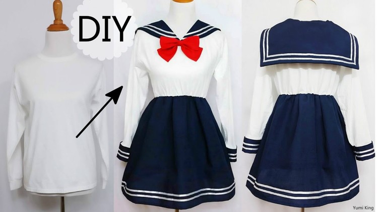 DIY: How to Transform T shirt into Navy Dress + Chinese.Qi Lolita Dress Review