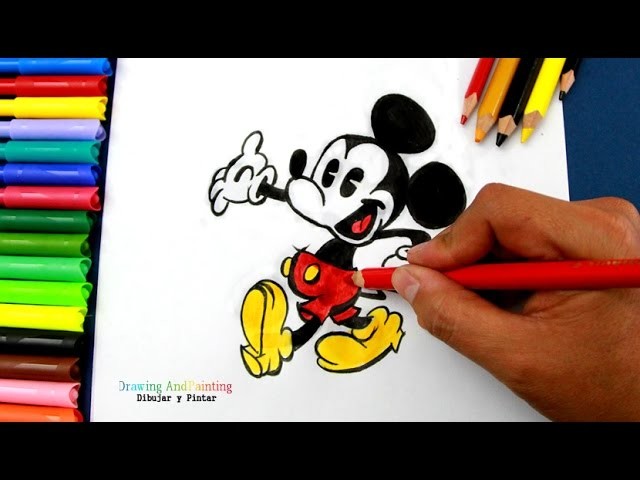 Drawing MICKEY MOUSE (Cartoons Disney Shorts) | Cómo dibujar y colorear a Mickey Mouse