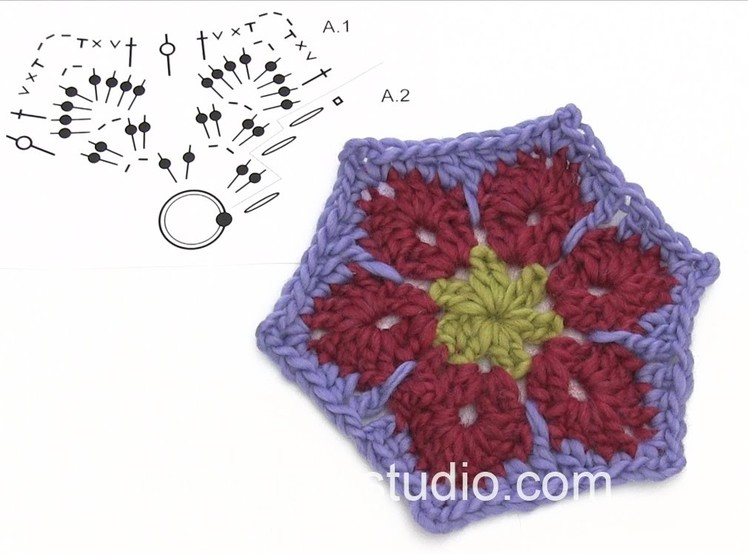 DROPS Crocheting Tutorial: How to work the hexagon in the blanket in DROPS 173-24