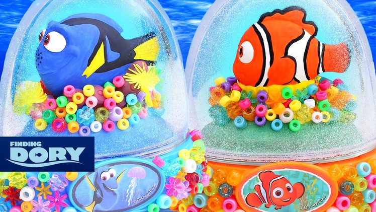 FINDING DORY NEMO GLITTER GLOBES 2 How to Paint Make Your Own Coral Colorful Beads Bright Happy