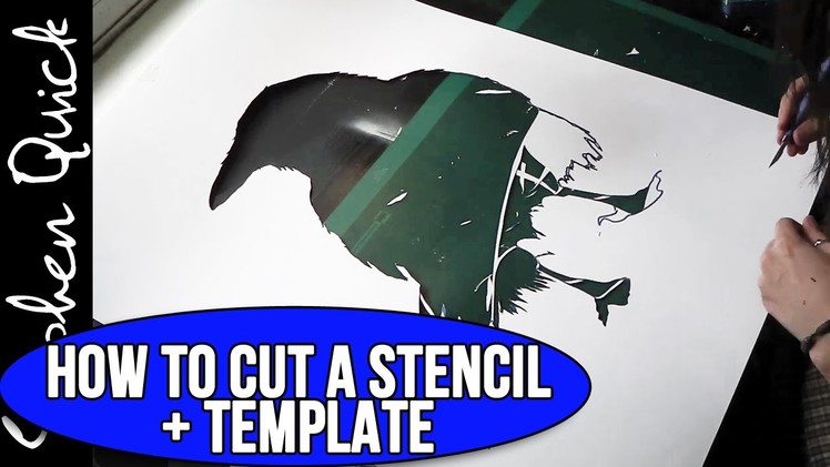 HOW TO CUT A STENCIL + FREE TEMPLATE . Raven Art. Stephen Quick
