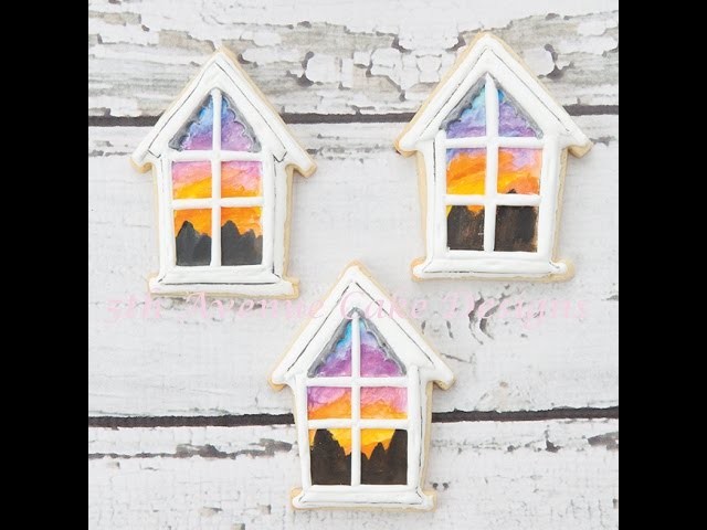 How to Decorate Victorian Hand Painted Sunset Window Scene Cookies