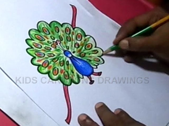 How to Draw Handmade Peacock Rakhi for Kids Step by step
