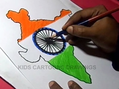 How to Draw INDIAN FLAG Detailed Color Drawing Step by Step for kids