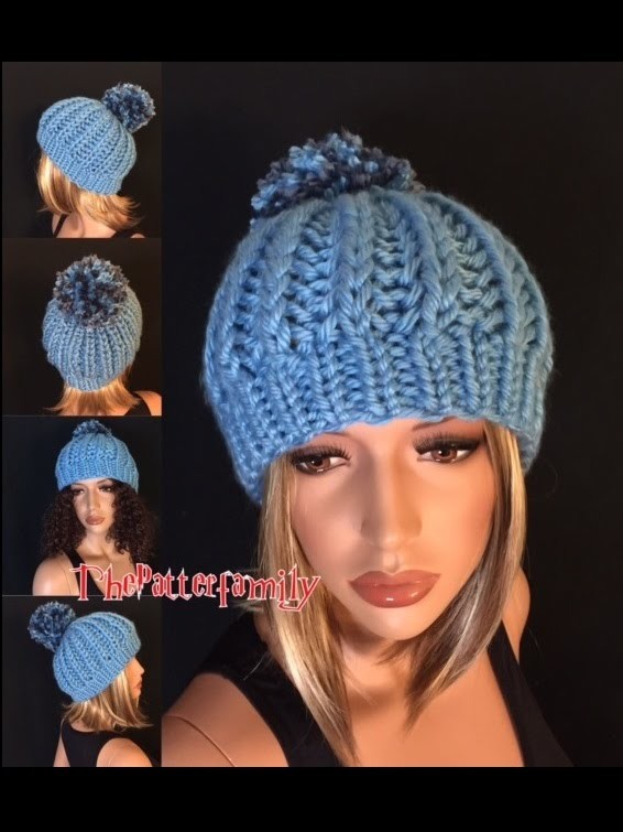 How to Knit a Chunky Pom Pom Beanie Hat Pattern #55│by ThePatterfamily