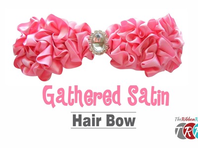 How to Make a Gathered Satin Ribbon Hair Bow - TheRibbonRetreat.com