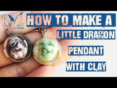 How to make a little dragon pendant with polymer clay fimo under a glass dome - Tutorial