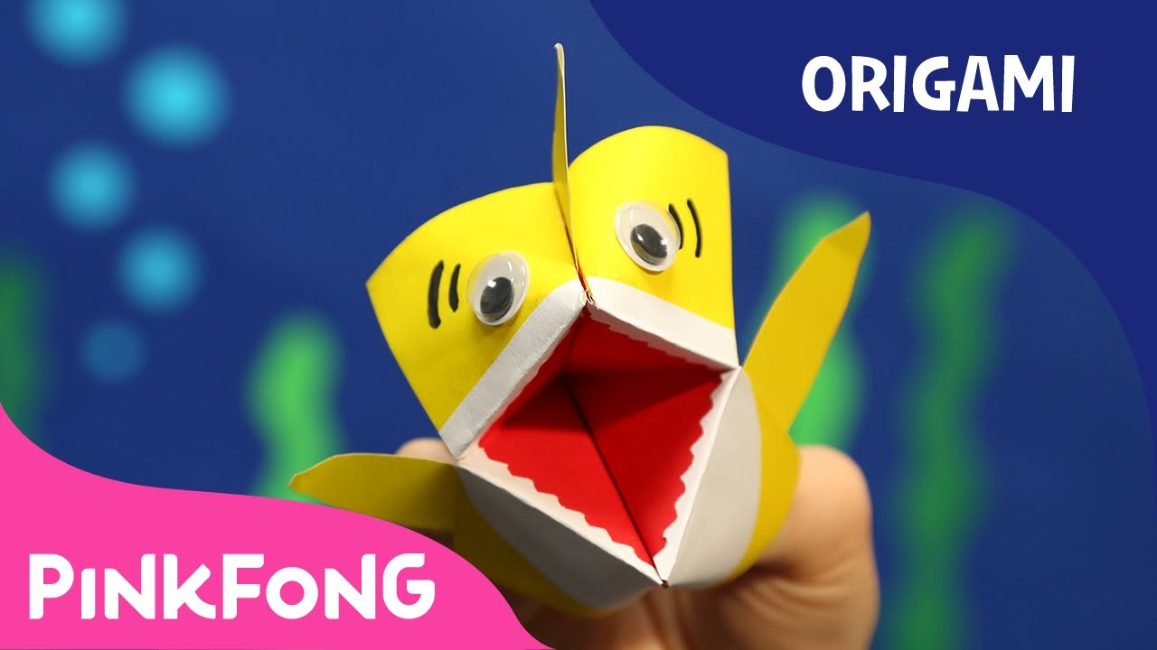 how-to-make-an-origami-baby-shark-puppet-animal-song-with-origami