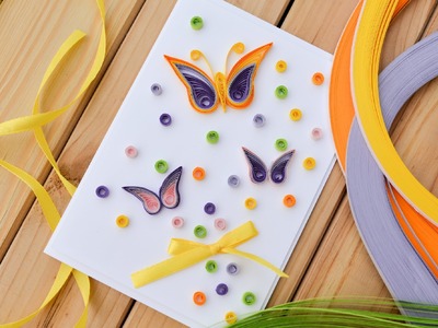 How to Make - Easy Greeting Card Quilling Butterfly - Step by Step | Kartka Motyl