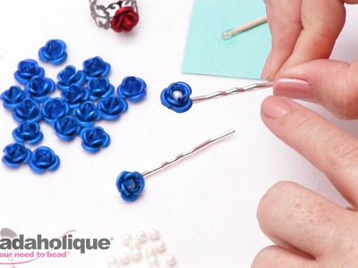 How to Make Hair Pins with Metal Roses and Swarovski Crystal Pearls