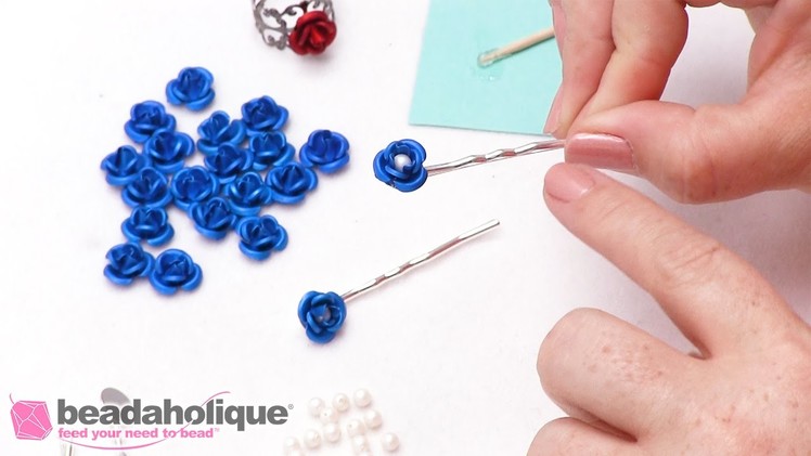 How to Make Hair Pins with Metal Roses and Swarovski Crystal Pearls