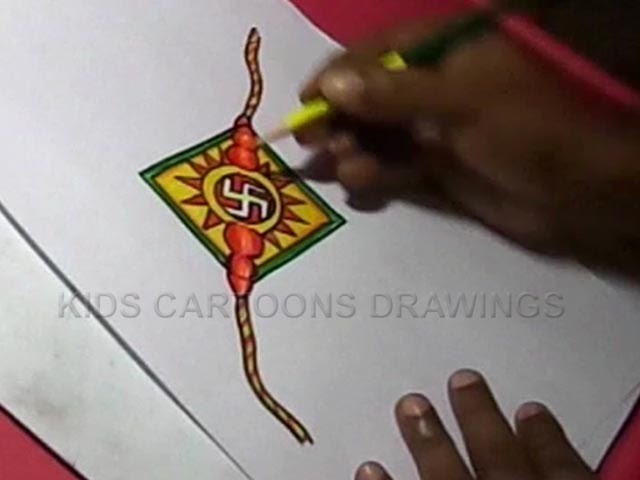 How to Make Handmade Swastik Rakhi Drawing for Kids Step by step
