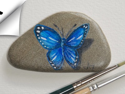 How to paint a butterfly on a rock - Rockpainting