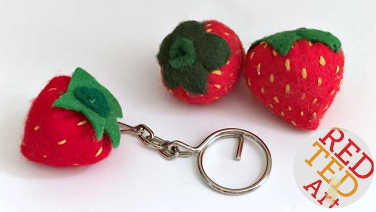 How to sew Felt Strawberry Keychains - Back to School - Easy Sewing Projects