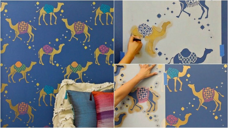 How to Stencil Metallic Moroccan Camel Wallpaper Patterns