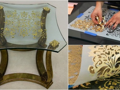 How to Stencil Tutorial: Verre Eglomise Gilding on Glass Furniture