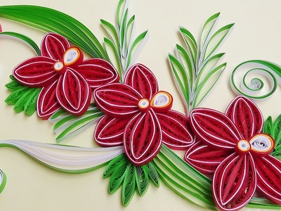 Paper Quilling  How to make a Beautiful flower ,Orchids with a paper strips