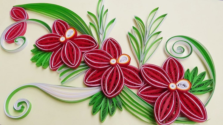Paper Quilling  How to make a Beautiful flower ,Orchids with a paper strips