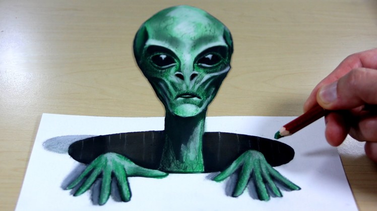 3D Trick Art on Paper   Alien