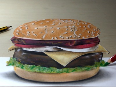 3D Trick Art on Paper Hamburger