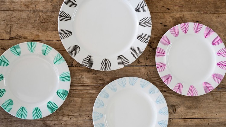 DIY: Decorate dinner plates with porcelain markers by Søstrene Grene