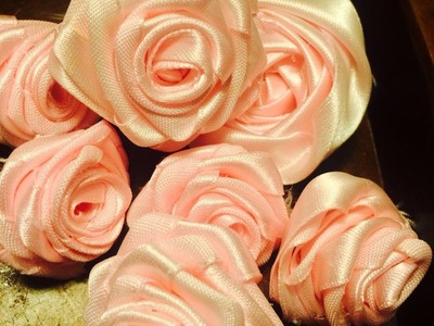 DIY ribbon rolled rose,Fabric satin ribbon flower,How to make ribbon rose by Sheetami