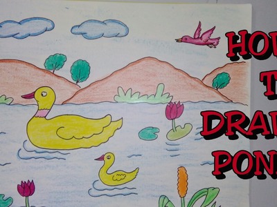 Drawing tutorial : Step by step drawing for kids || how to draw pond || duck|| easy [creative ideas]