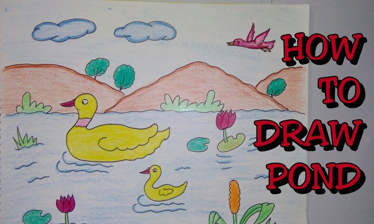 Drawing tutorial : Step by step drawing for kids || how to draw pond || duck|| easy [creative ideas]
