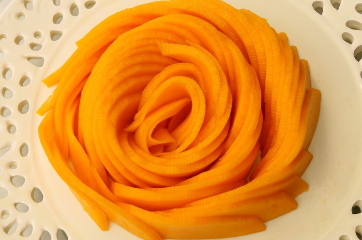 How It's Made Mango Rose Flower | Fruit Carving Garnish | Party Garnishing