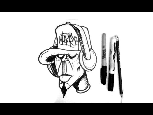 How to Draw a Graffiti Character with his headphones  Hearing Music - Tutorial