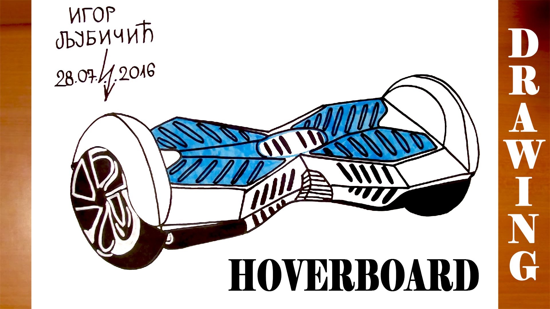 How to Draw a HOVERBOARD, On paper Easy for Kids and Color, Self