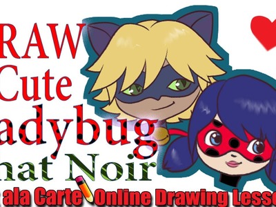 How to Draw Easy Cute Chibi Chat Noir and Miraculous Ladybug