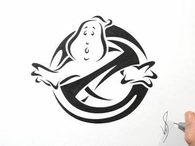 How to Draw Ghostbusters Logo - Tribal Tattoo Design Style