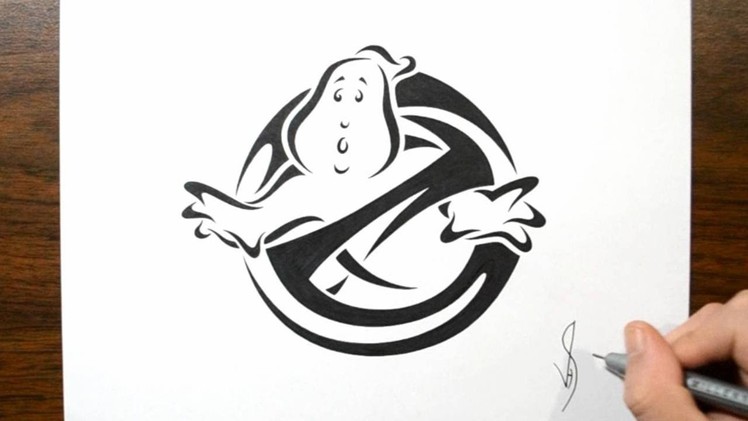 How to Draw Ghostbusters Logo - Tribal Tattoo Design Style
