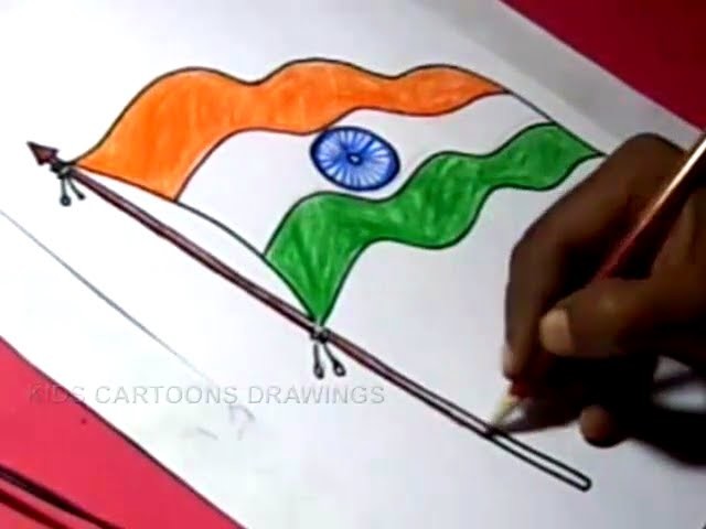 How to Draw INDIAN FLAG Detailed Drawing Step by Step For Kids