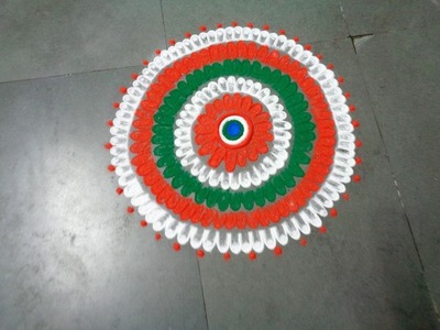 How to draw nice indian flag three colour in rangoli design   crated by latest rangoli