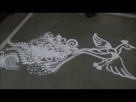 How to draw Peacock Rangoli Flying peacockrangoli by Satish Thavi