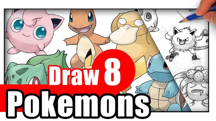 How to Draw Pokemon Go Characters - 8 Different Pokemons