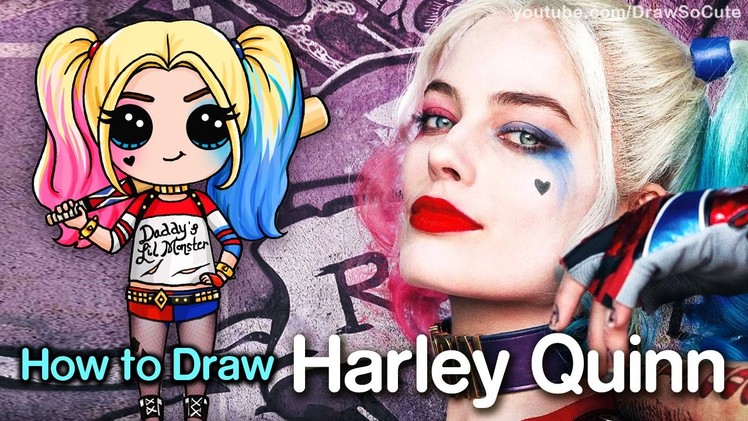 How to Draw Suicide Squad Harley Quinn step by step Chibi