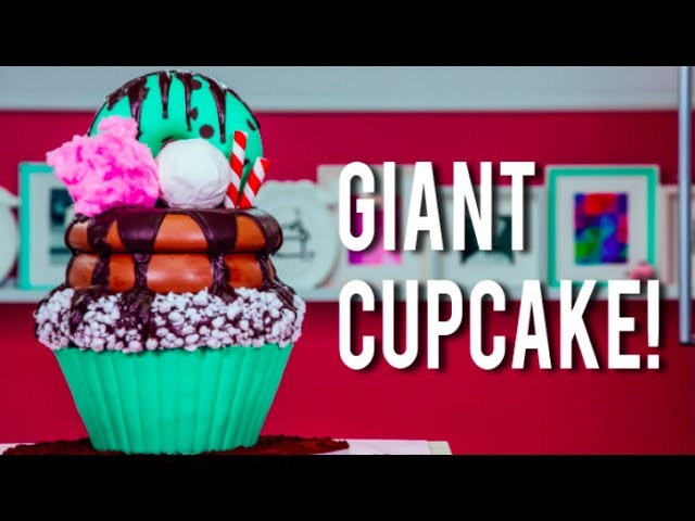 How To Make A GIANT CUPCAKE CAKE! Chocolate Mint, Buttercream, and Chocolate Sauce For My BIRTHDAY!