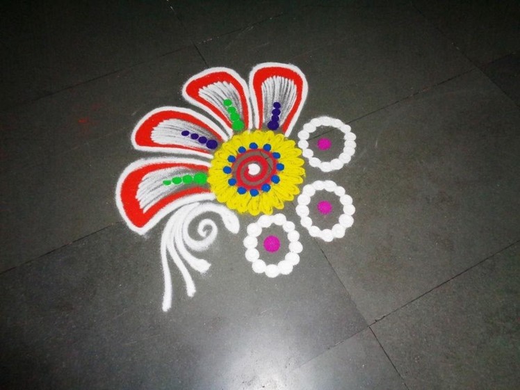 How to make nice flower rangoli design created by latest rangoli